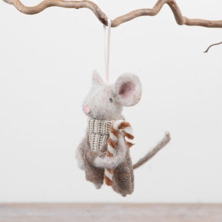 Festive Felt Mouse Hanging Decoration