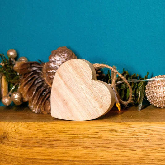 Rustic Wooden Hanging Heart Decoration - Reclaimed & Rustic Woodcraft