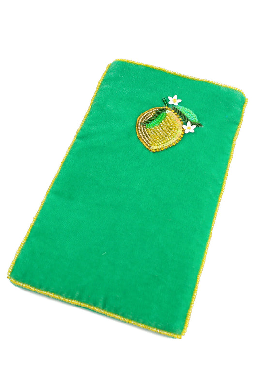 Glasses Case in Green with Lemon Detailing - My Doris