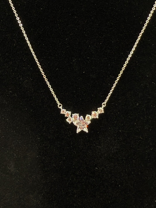 Mia Shining Star Necklace - Silver Plated with CZ Detail