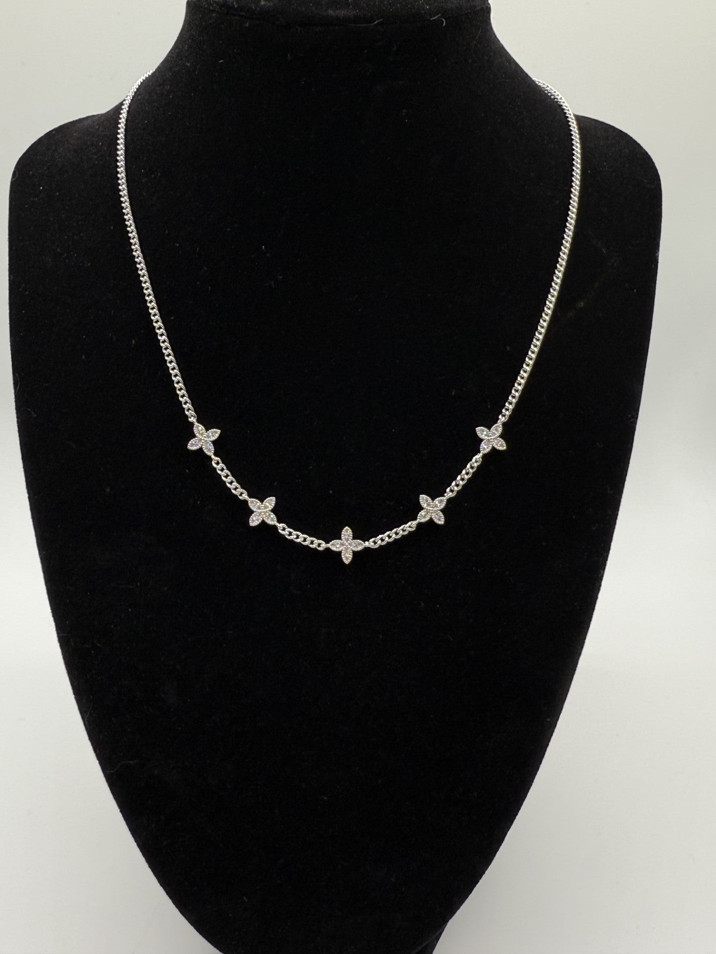 Aurelia Mini Clover Necklace - Silver Plated with CZ detail