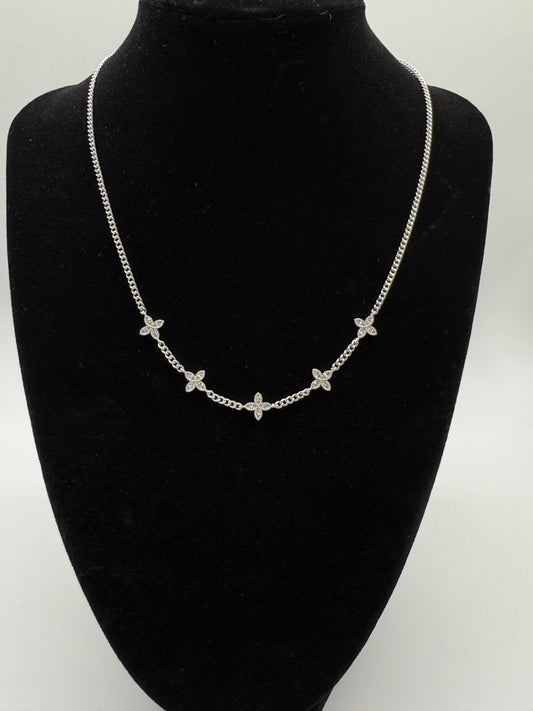 Aurelia Mini Clover Necklace - Silver Plated with CZ detail