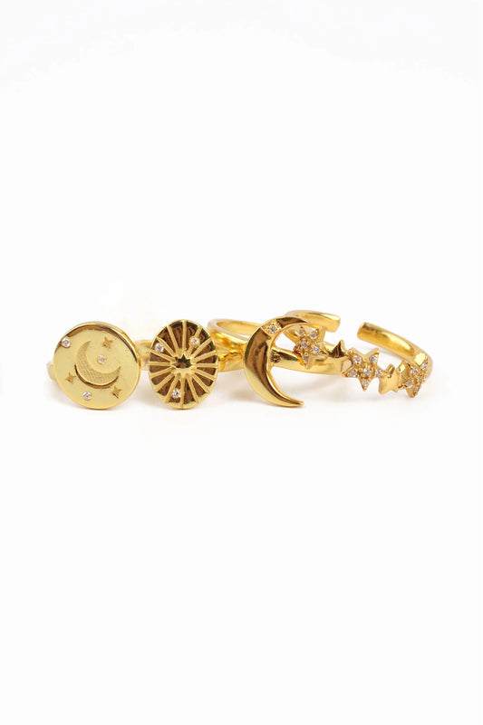 Assorted Adjustable Celestial Rings in Gold - My Doris