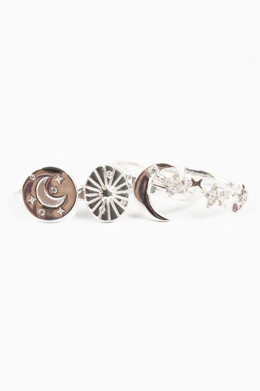 Assorted Adjustable Celestial Rings in Silver - My Doris