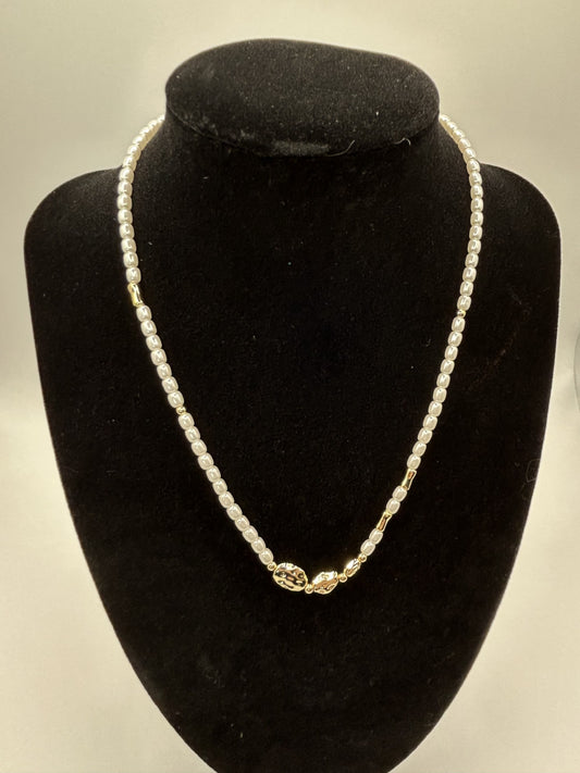 Ella Pearl Necklace with 14ct Gold Plated detail