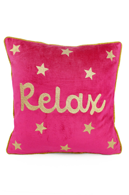 Relax Star Detail Cushion in Magenta Velvet - My Doris