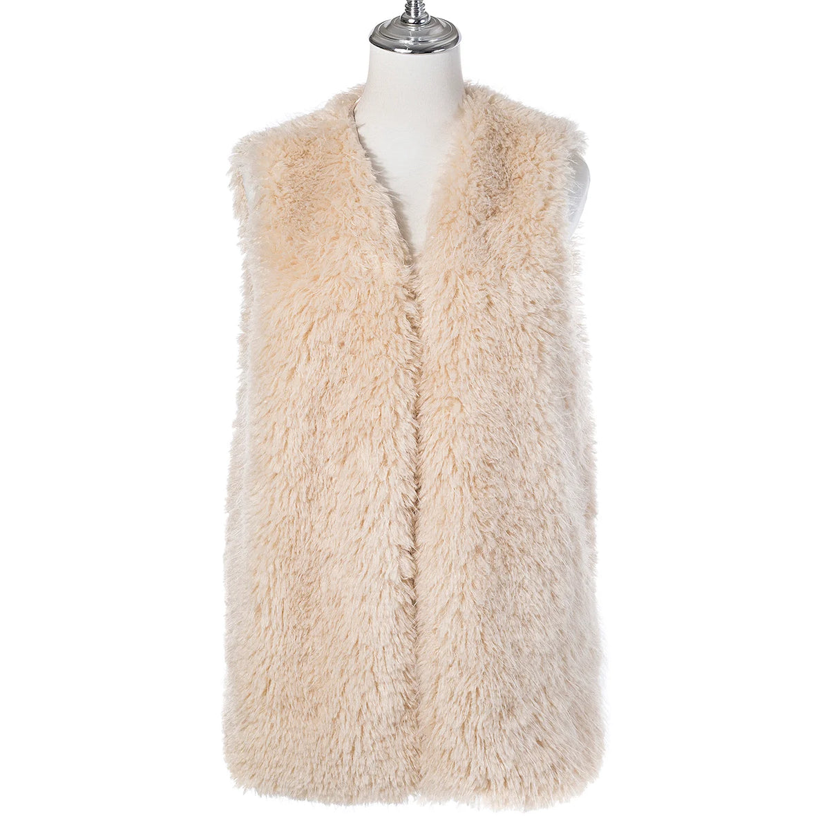 Textured Faux Fur Gilet in Whipped Cream