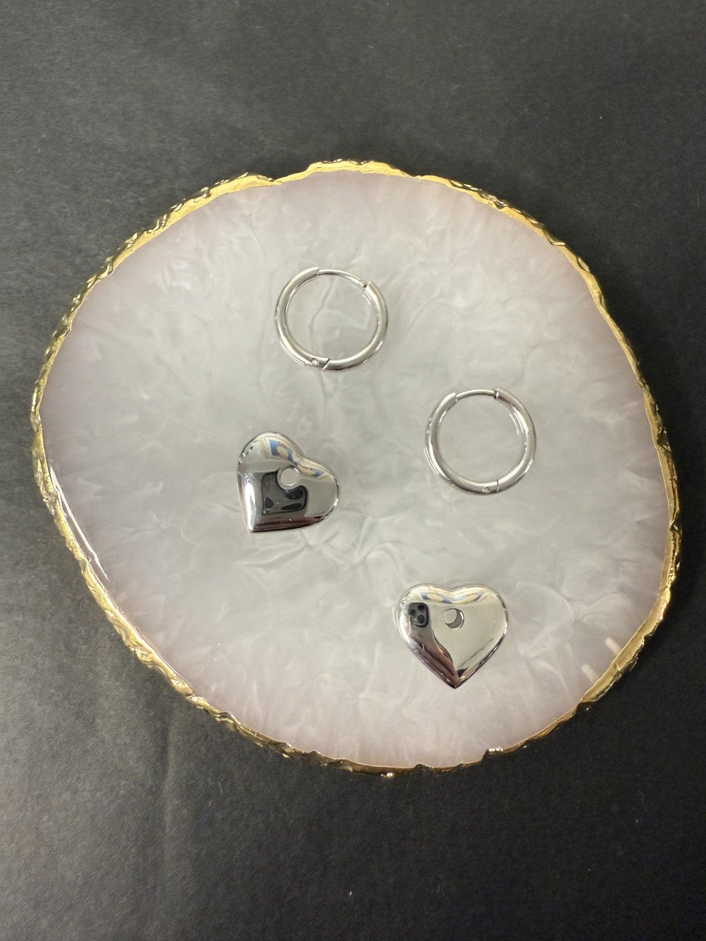Downtown Chunky Heart Hoops in Silver - NOSTRUM