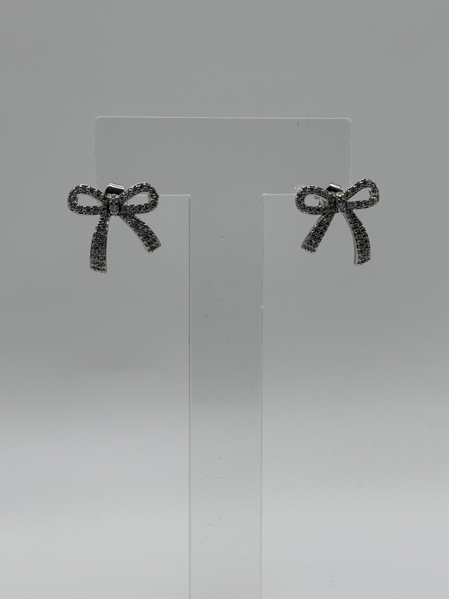 Sophia Bow Earrings - Rhodium Plated