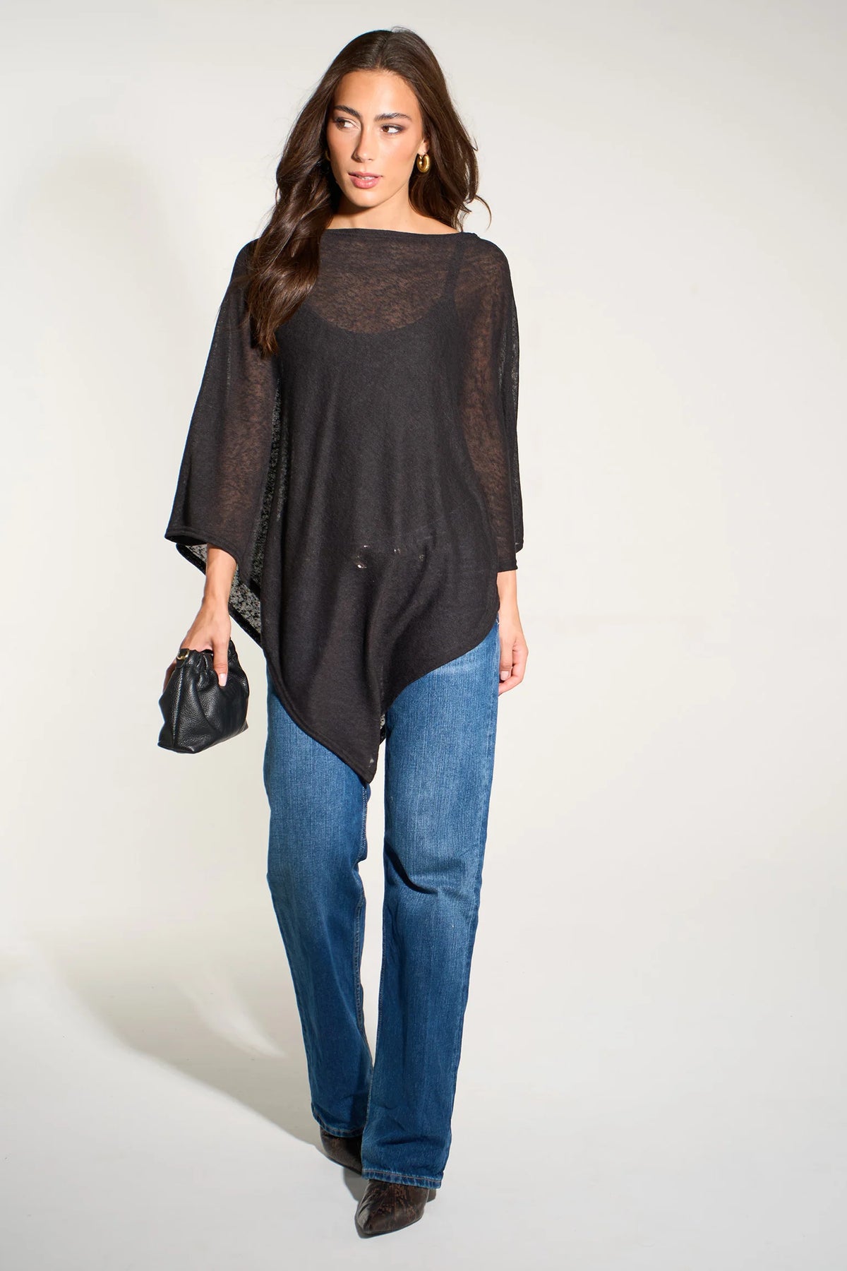 Lightweight Poncho/Cape Top in Black