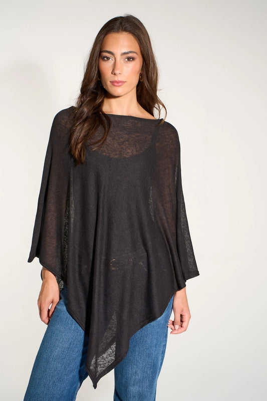 Lightweight Poncho/Cape Top in Black