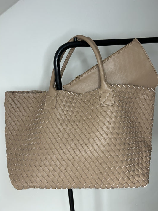 Lily Woven Tote Bag - Taupe