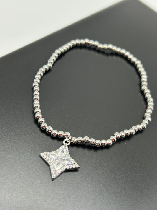 Valentina Elasticated Bracelet - Silver Plated