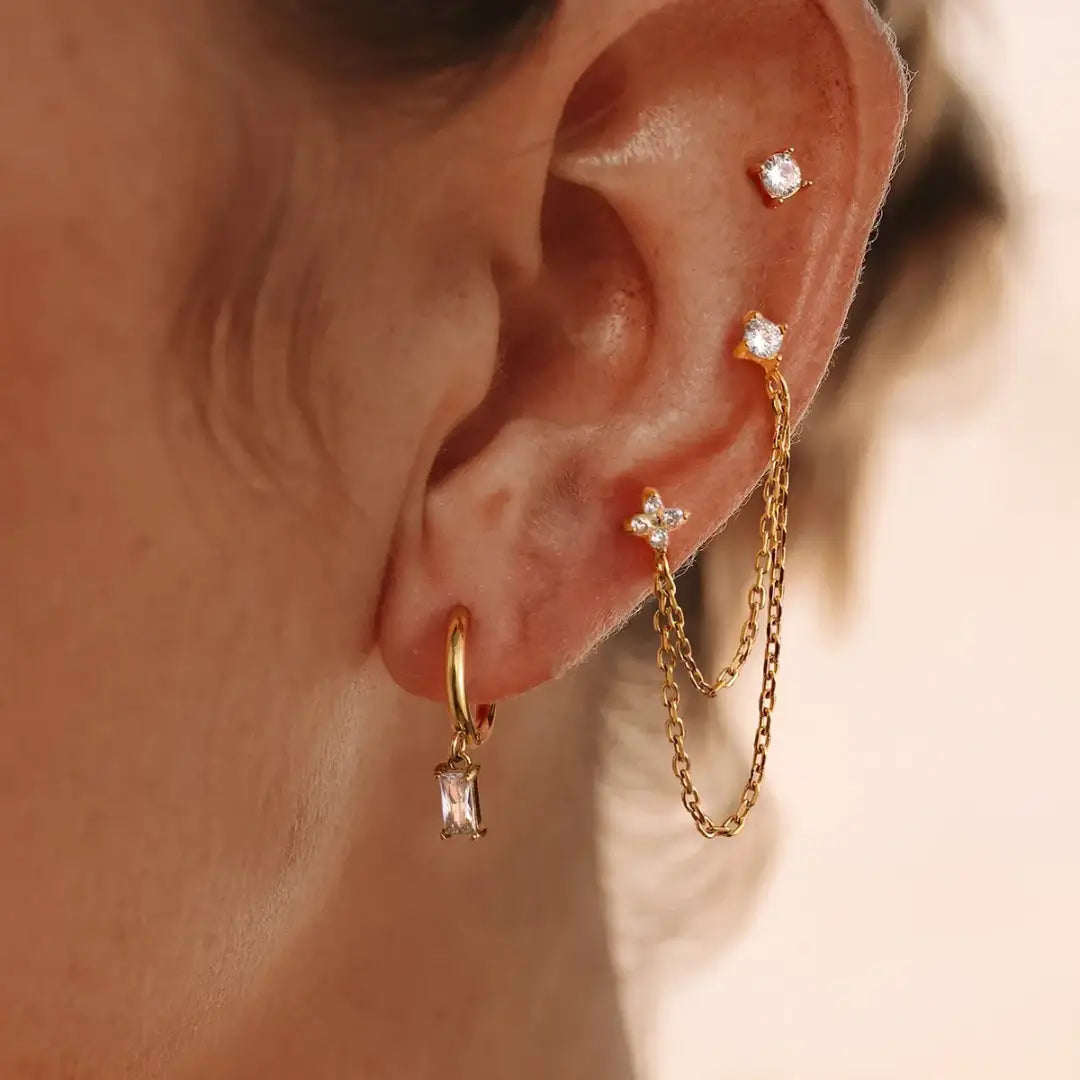 Triple Stacking Earring Set in Gold - NOSTRUM