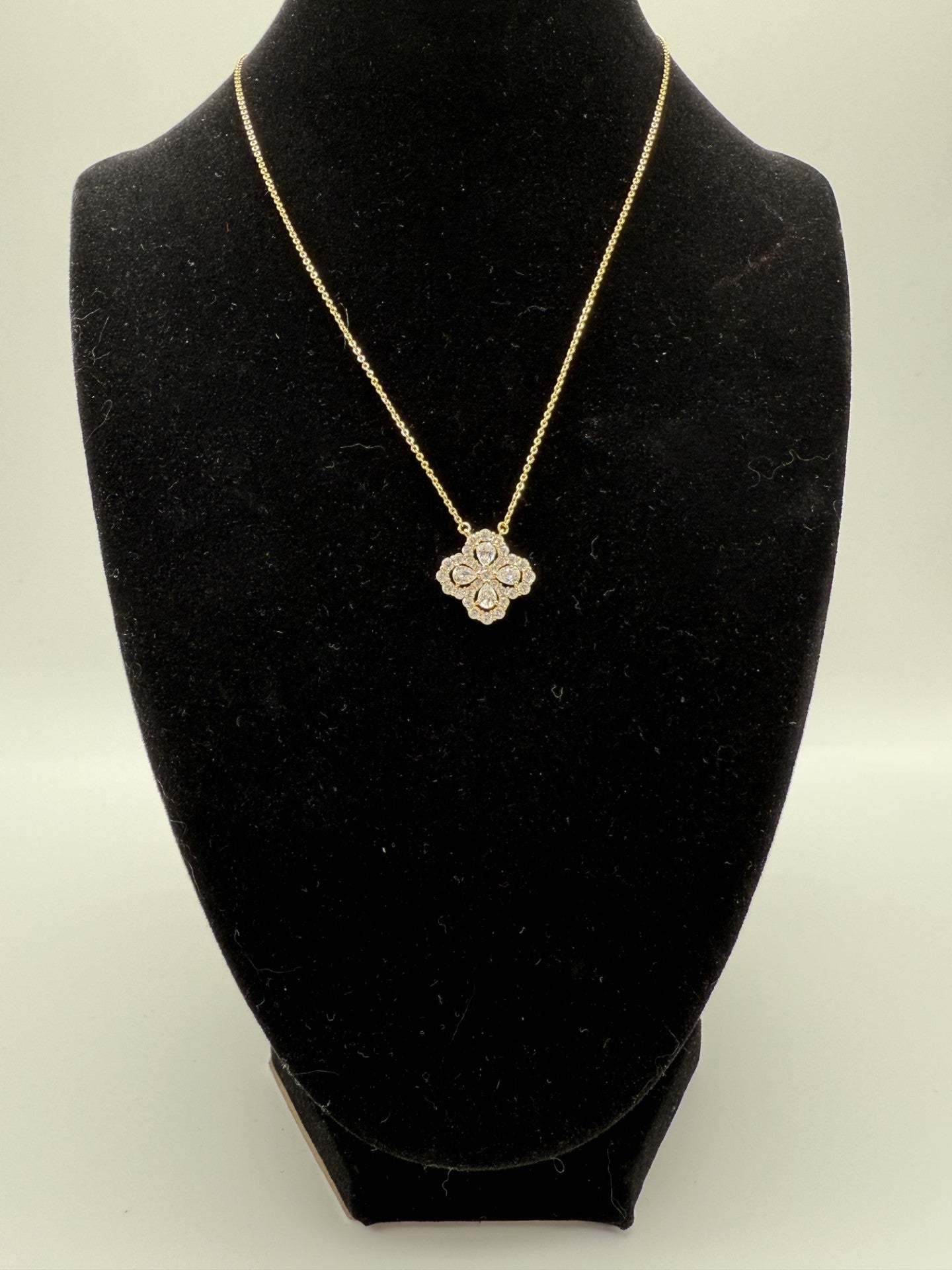 Amar Clover Necklace - 14ct Gold Plated with CZ Detail