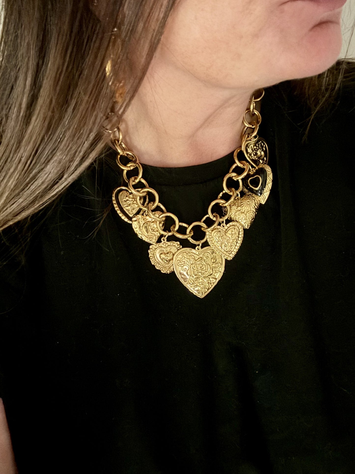 Statement Heart Charm Necklace in Gold - NOSTRUM