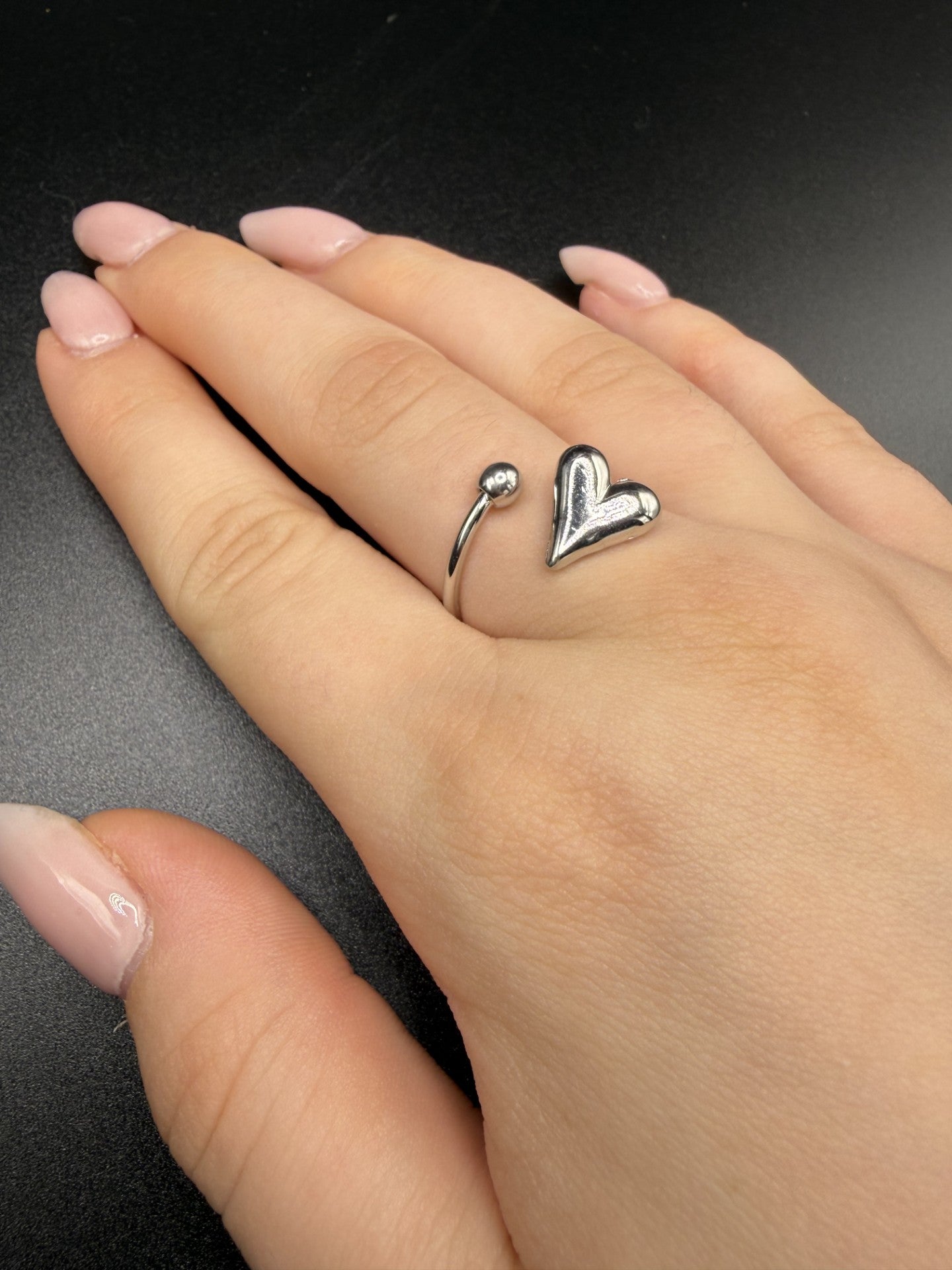 Cupids Heart Open Wrap Ring in White Gold Plating - NOSTRUM