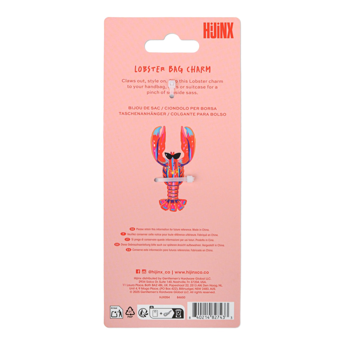 Lobster Bag Charm - Hijinx