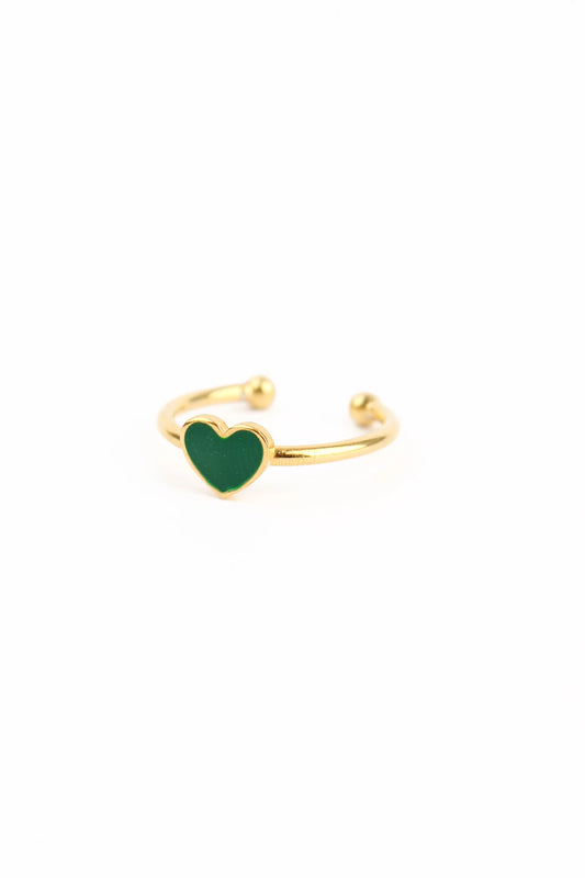 Adjustable Green Heart Ring in Gold - My Doris