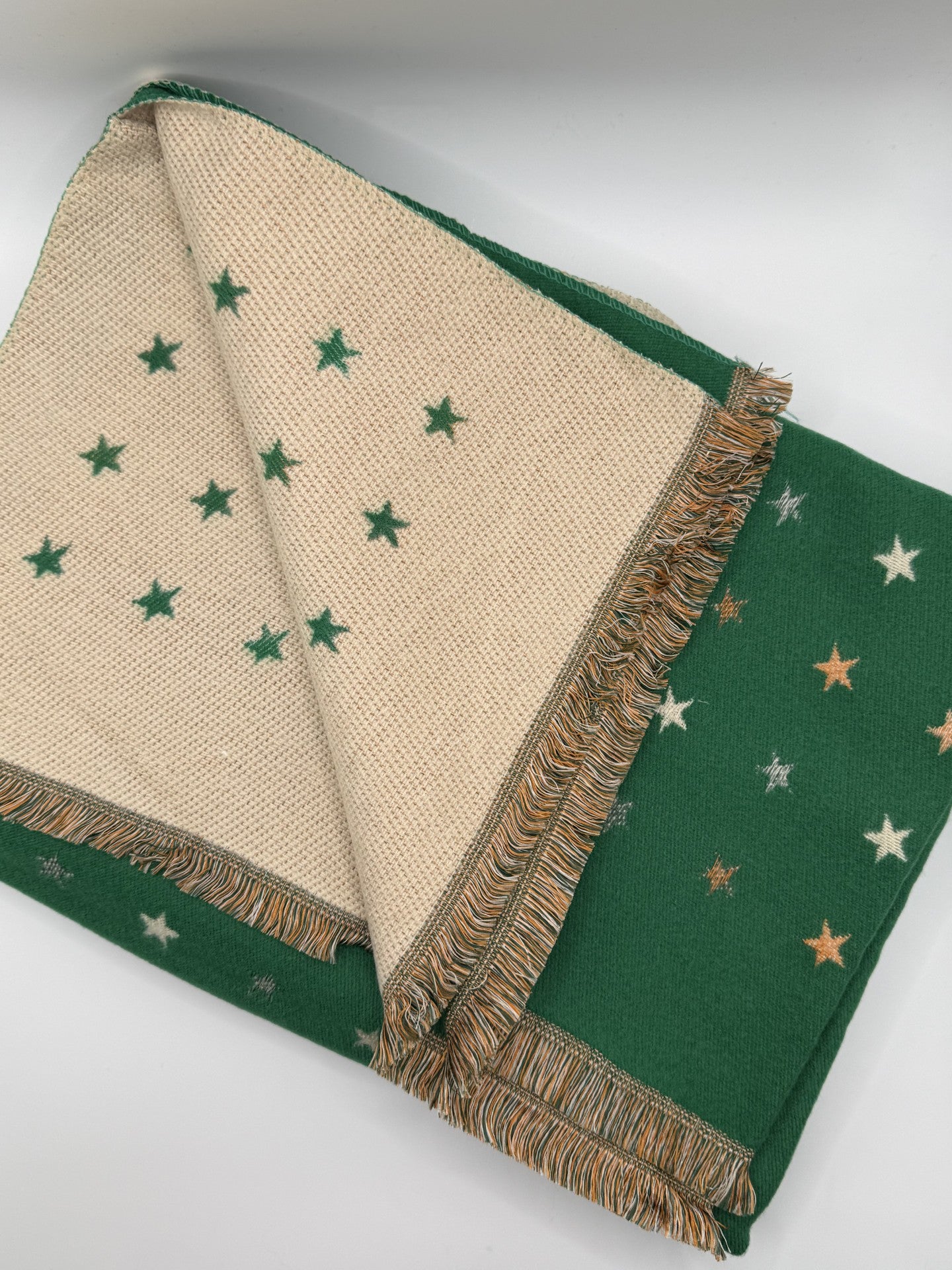 Reversible Star Print Scarf - Green