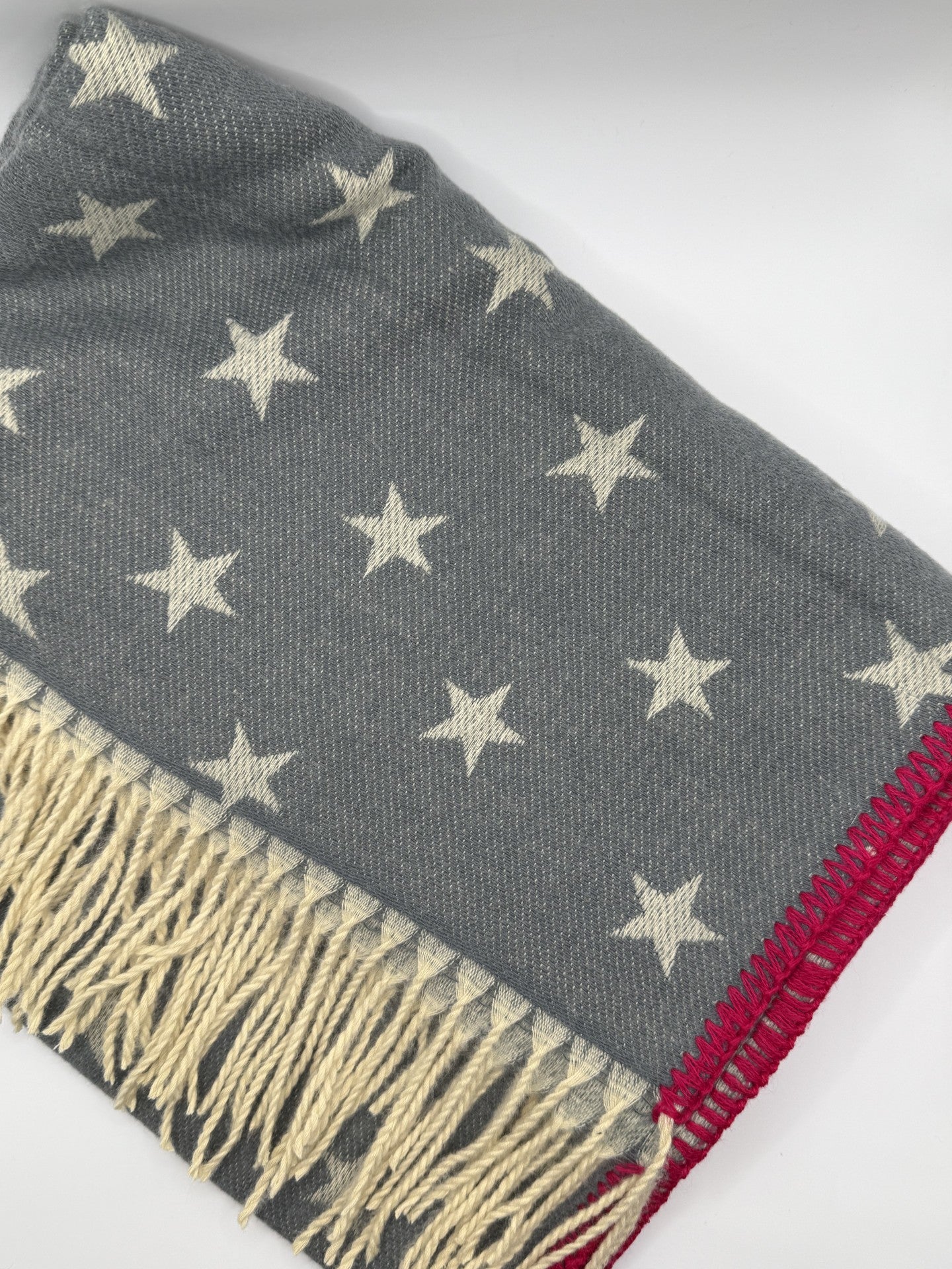 Grey Star Pattern Scarf