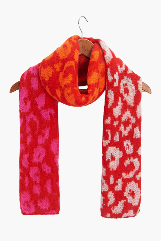 Red Leopard Print Heavyweight Scarf