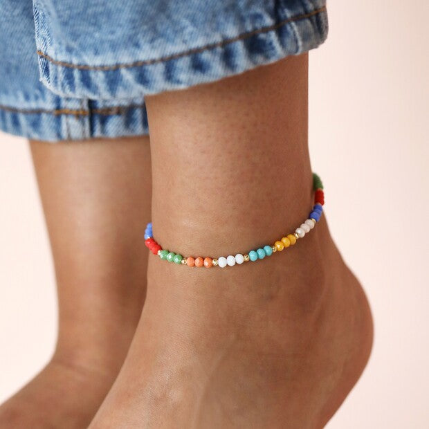 Rainbow Beaded Anklet - My Doris