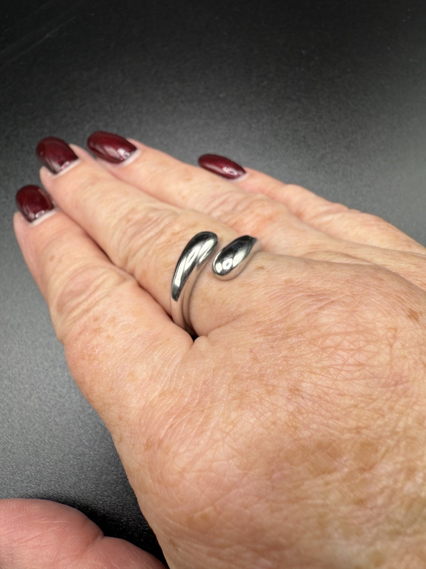 Flow Wrap Style Ring in White Gold Plating - NOSTRUM