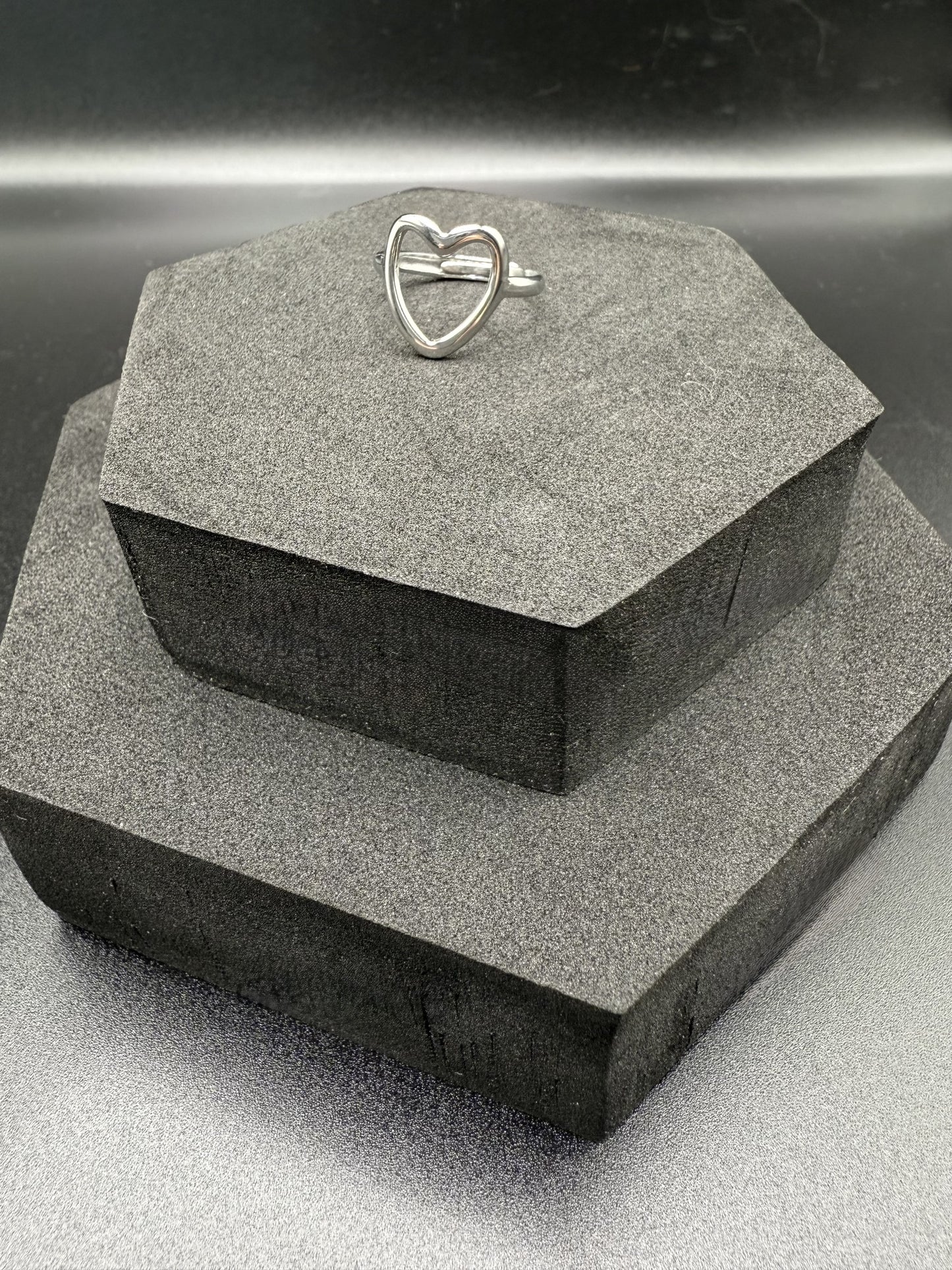 Open Heart Adjustable Ring in White Gold Plating - NOSTRUM