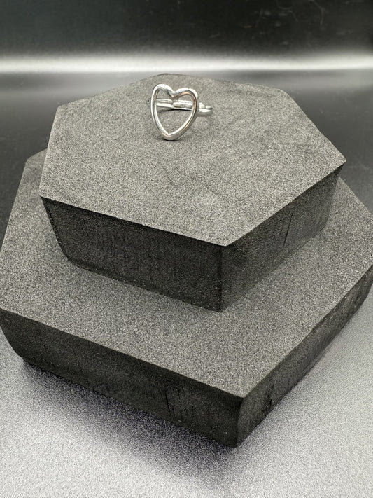 Open Heart Adjustable Ring in White Gold Plating - NOSTRUM