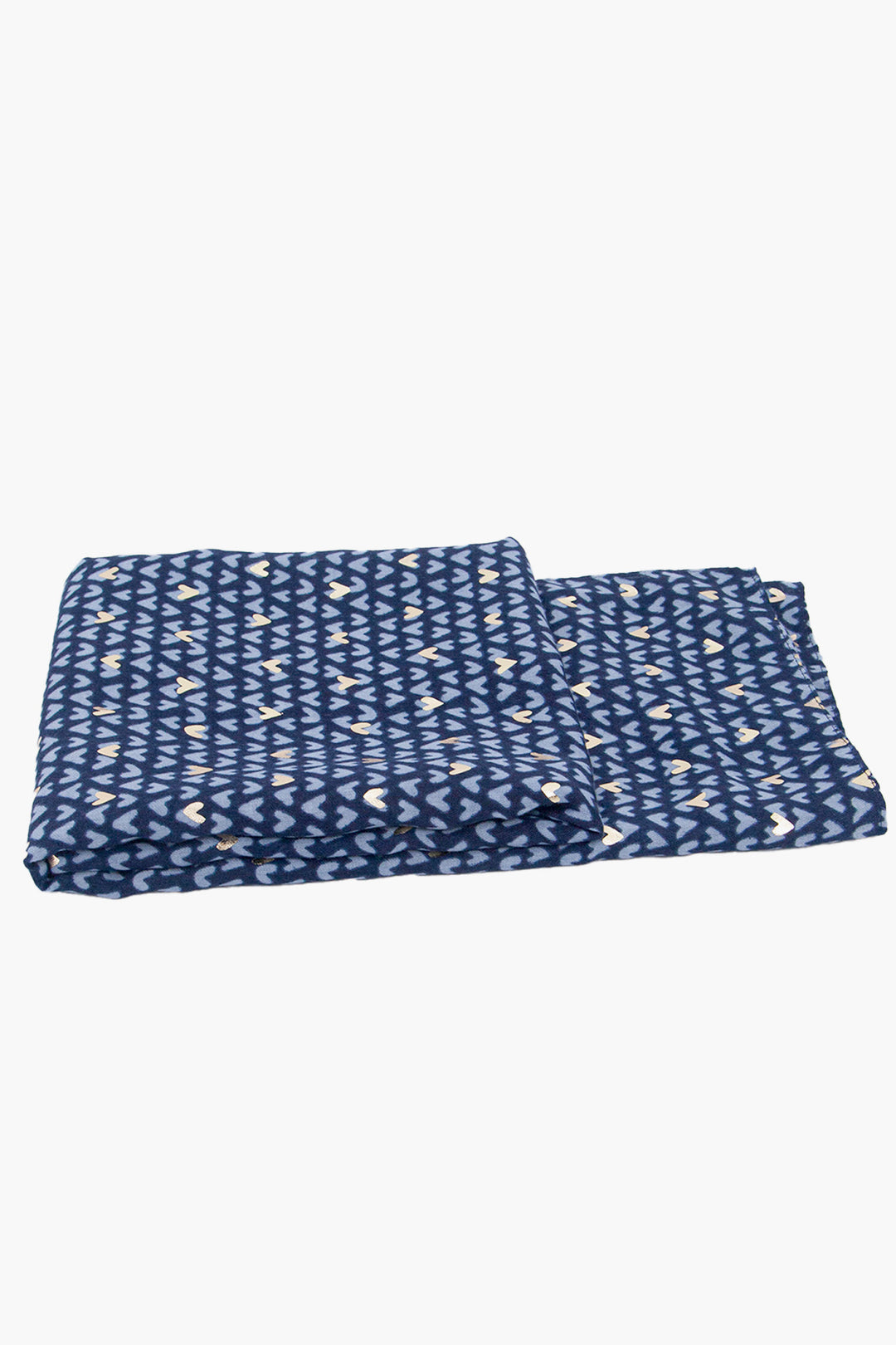 Navy Metallic Hearts Lightweight Scarf