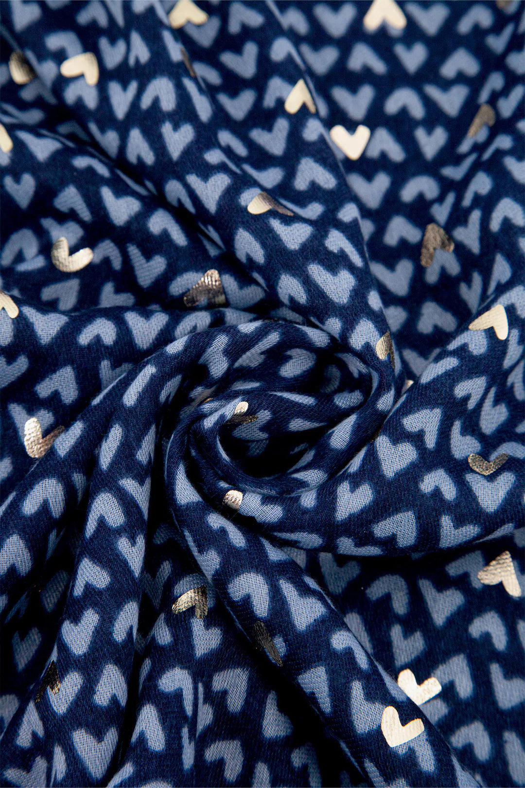 Navy Metallic Hearts Lightweight Scarf