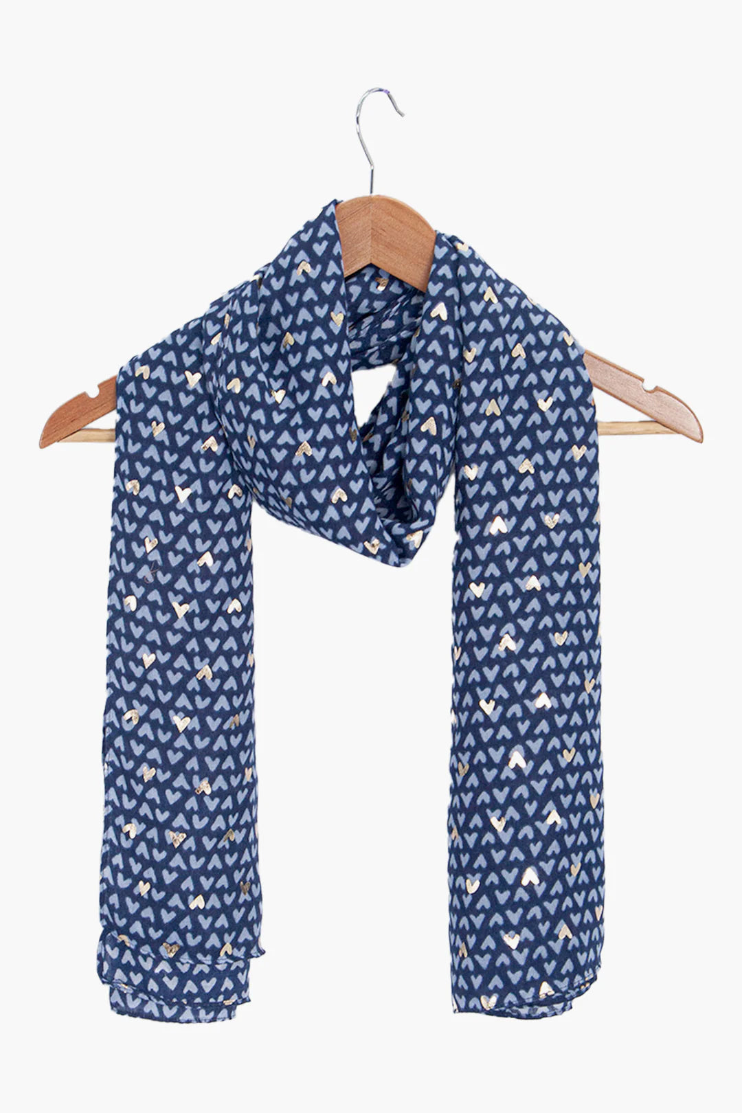 Navy Metallic Hearts Lightweight Scarf