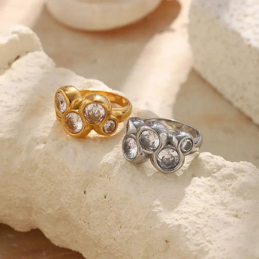 Crystal Statement Ring in Silver - NOSTRUM