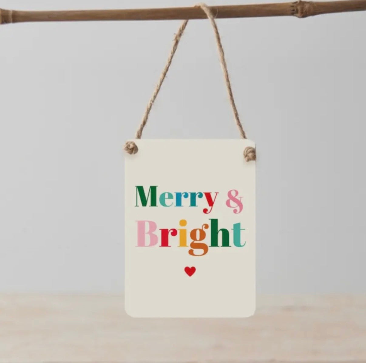 Merry & Bright Mini Metal Hanging Sign