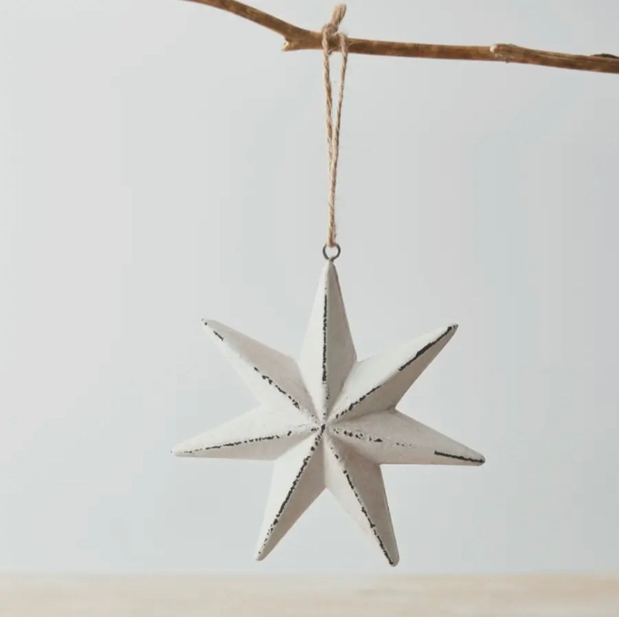 Rustic White Wooden Hanging Star