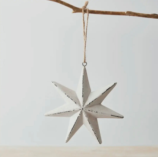 Rustic White Wooden Hanging Star
