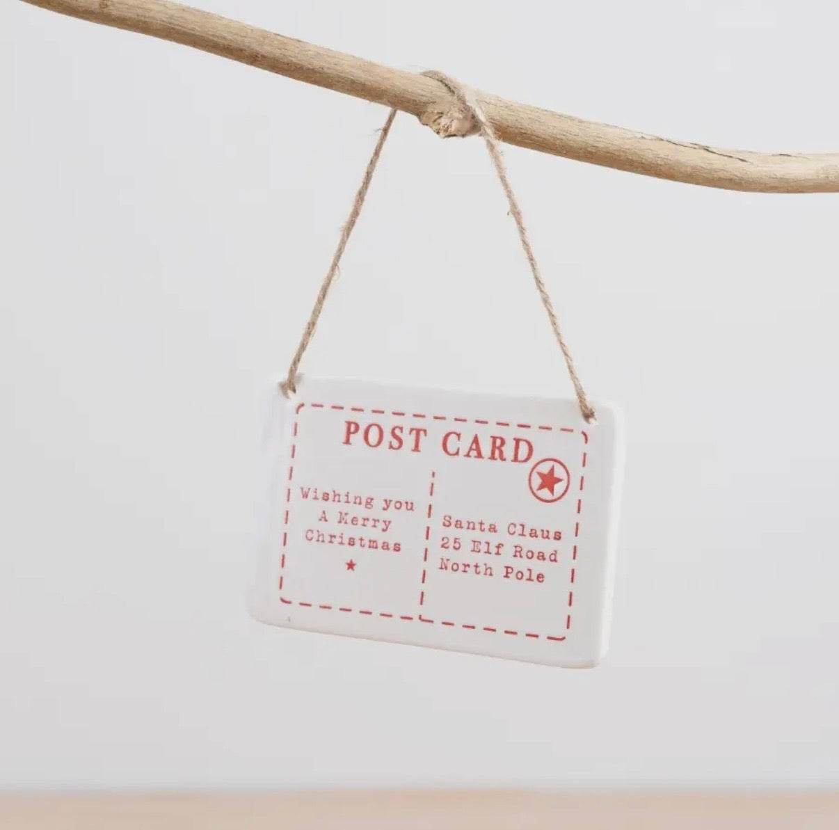 Porcelain Hanging Wishing You A Merry Christmas Postcard