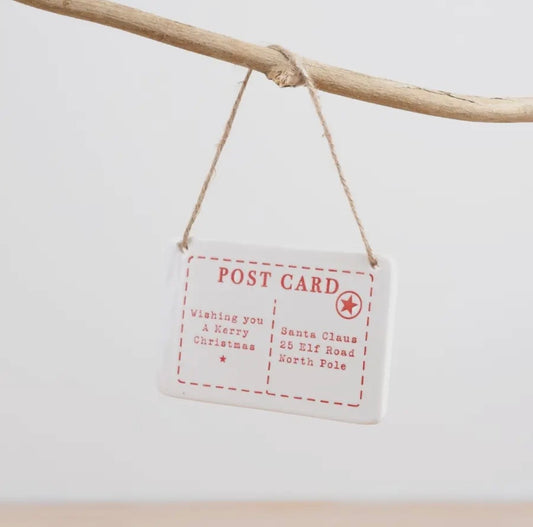 Porcelain Hanging Wishing You A Merry Christmas Postcard