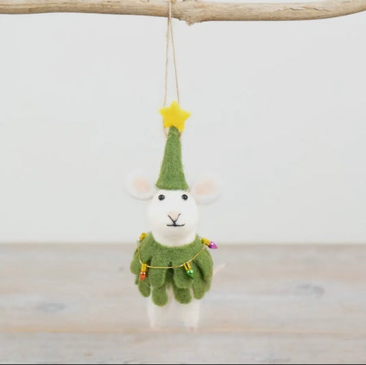 Hanging Felt Christmas Tree Mouse