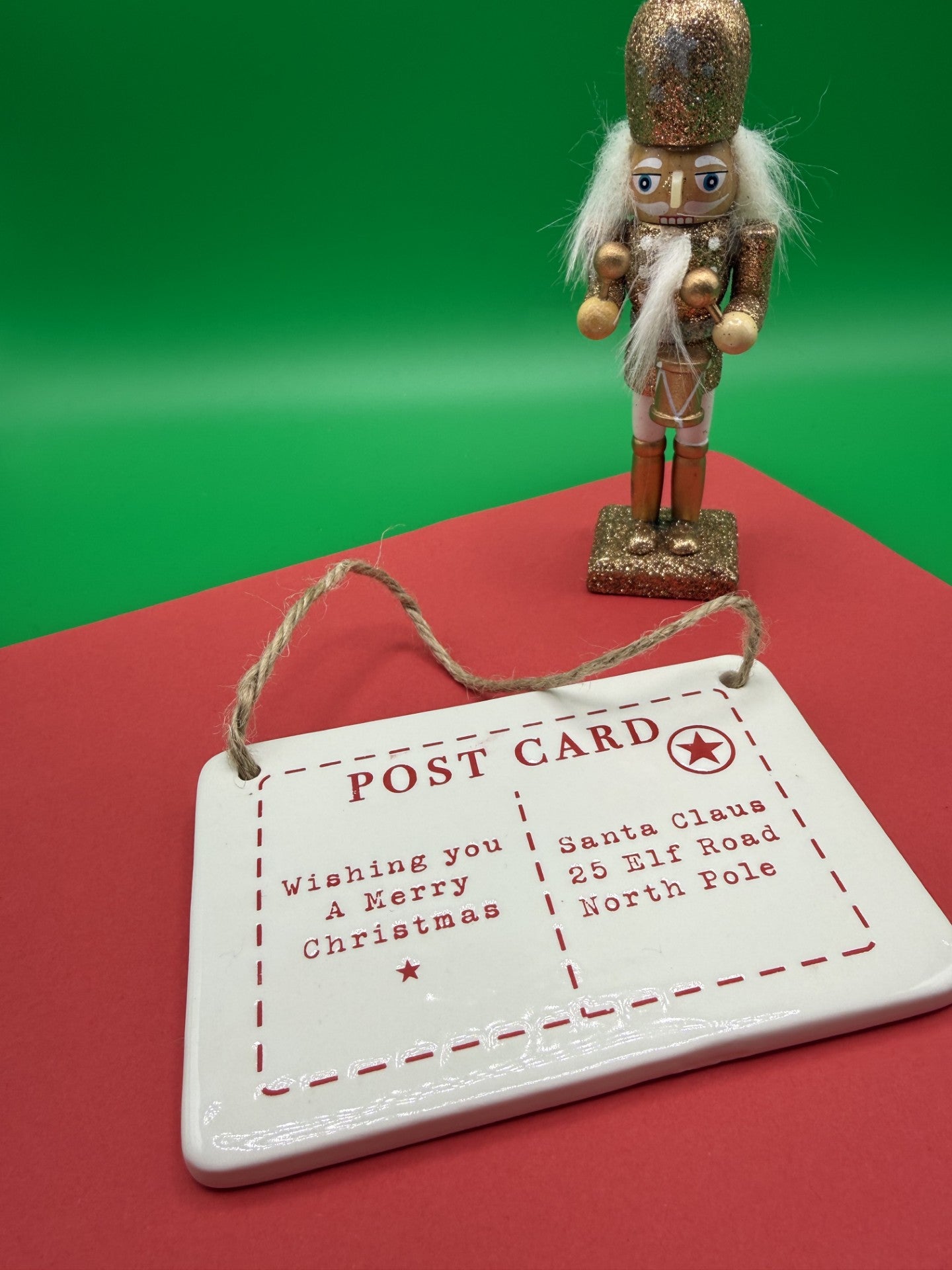 Porcelain Hanging Wishing You A Merry Christmas Postcard