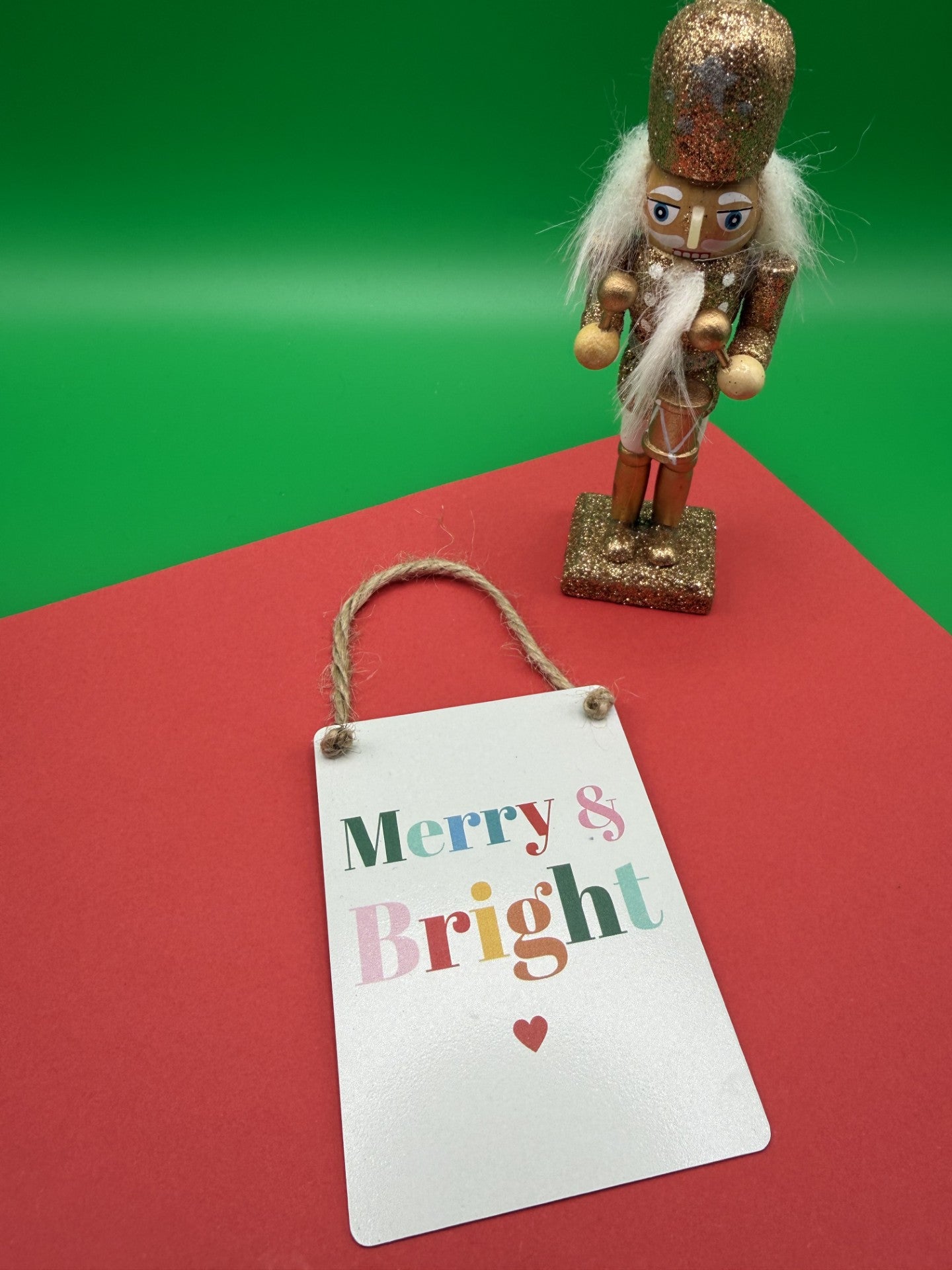 Merry & Bright Mini Metal Hanging Sign