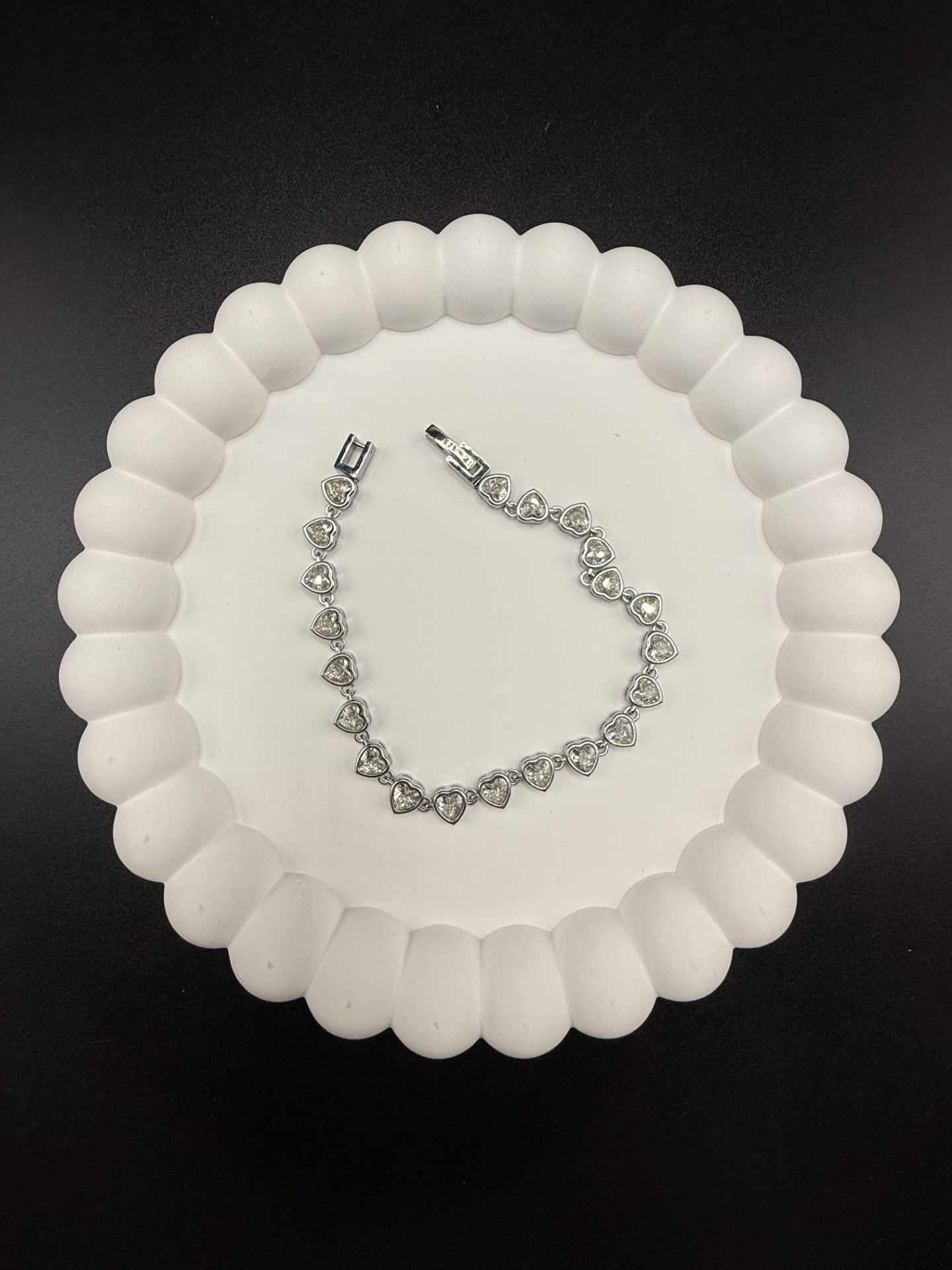 Heart Shaped CZ Tennis Bracelet in Silver - NOSTRUM