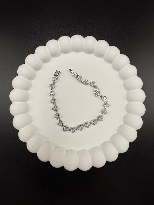 Heart Shaped CZ Tennis Bracelet in Silver - NOSTRUM