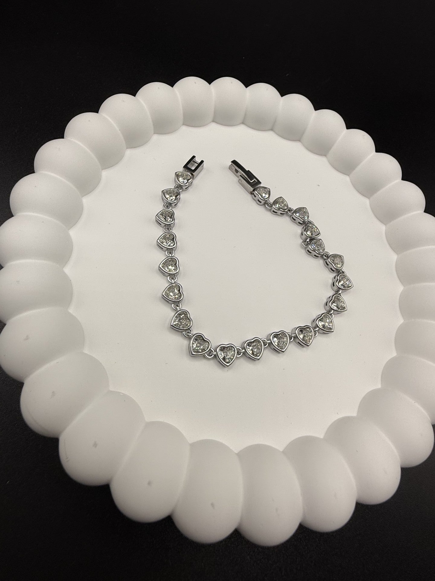 Heart Shaped CZ Tennis Bracelet in Silver - NOSTRUM