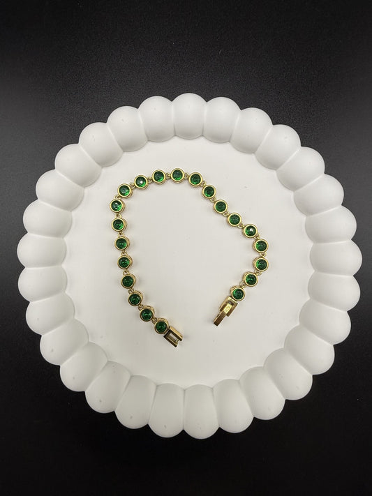 Emerald Green CZ Tennis Bracelet in Gold - NOSTRUM