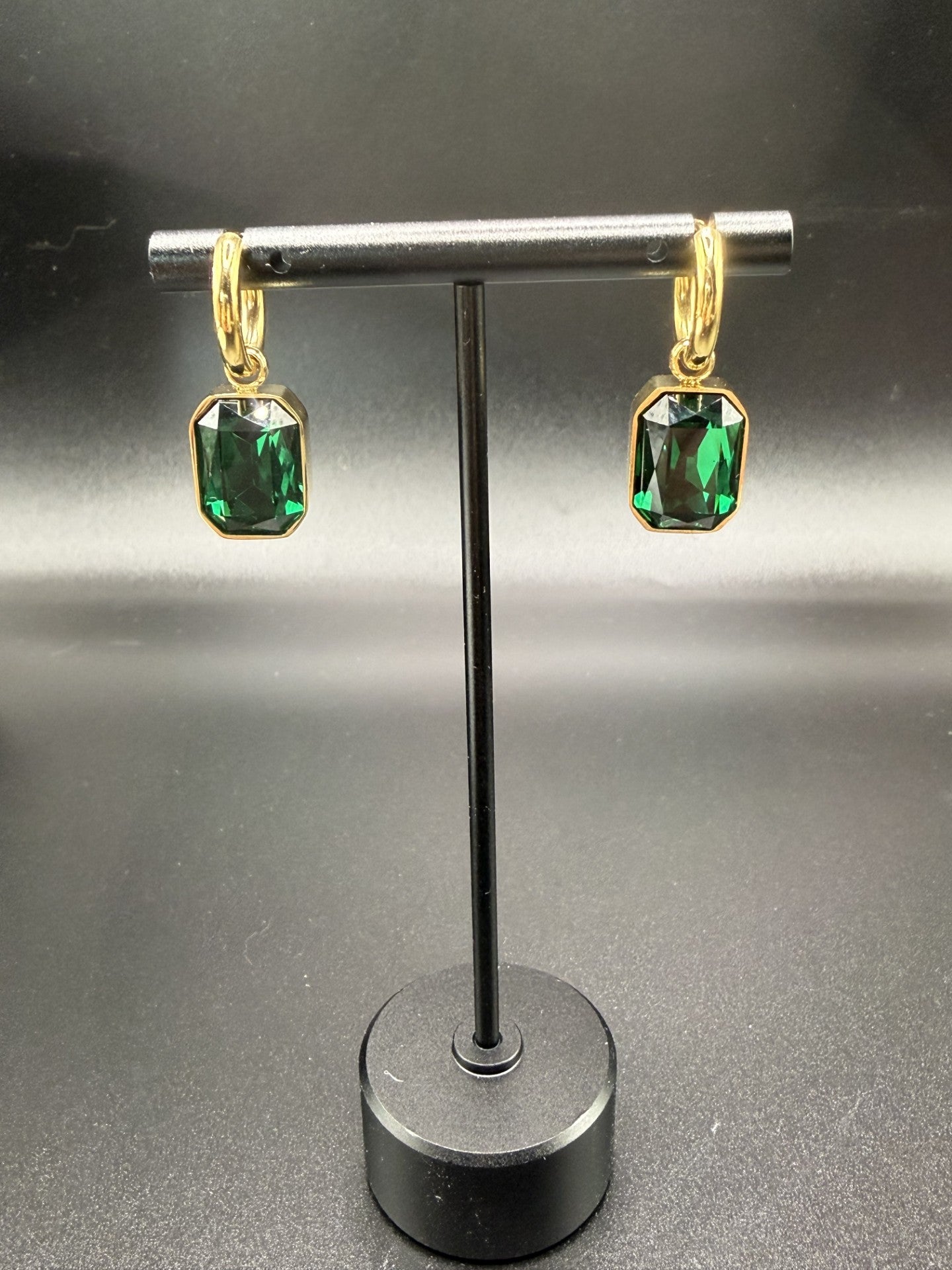 Emerald Celebration Crystal Drop Earrings in Gold - NOSTRUM