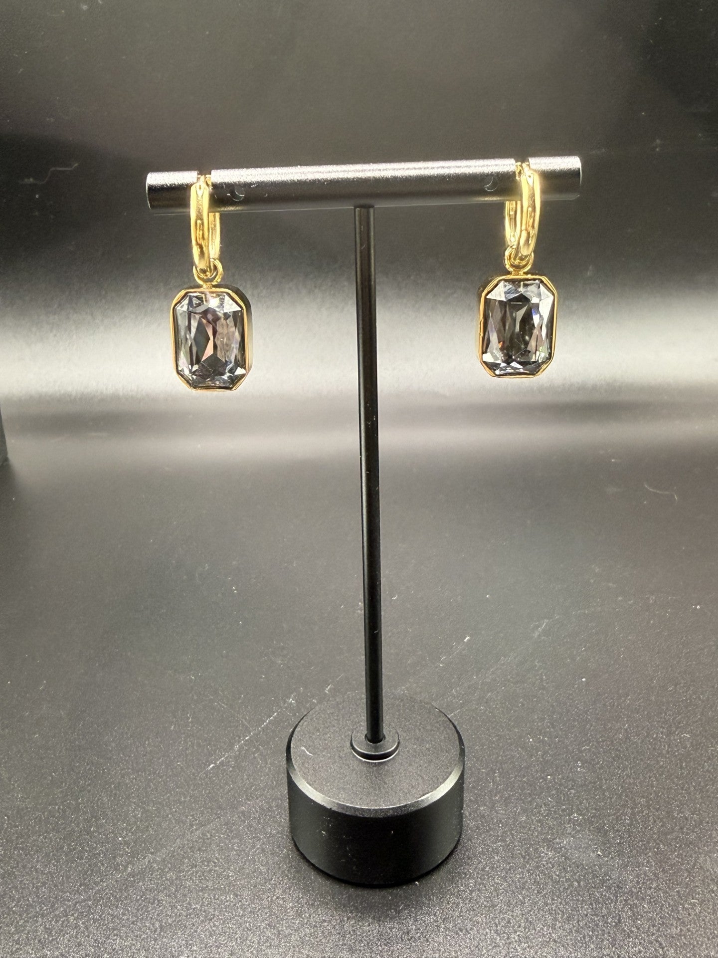 Grey Celebration Crystal Drop Earrings in Gold - NOSTRUM