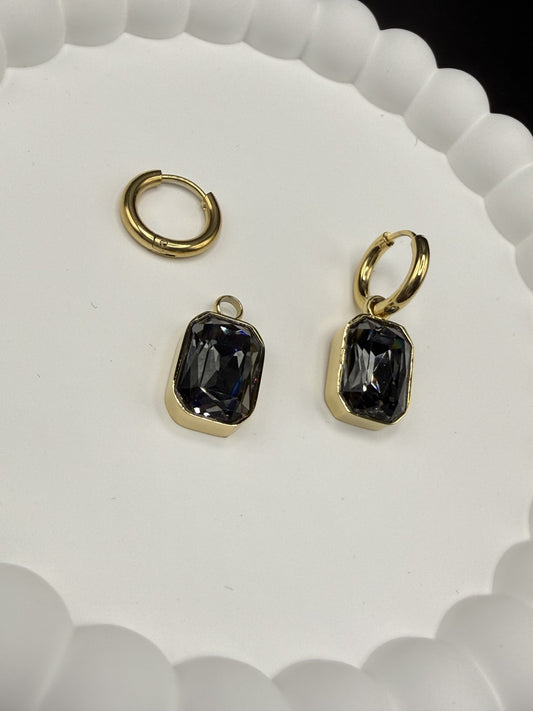 Grey Celebration Crystal Drop Earrings in Gold - NOSTRUM