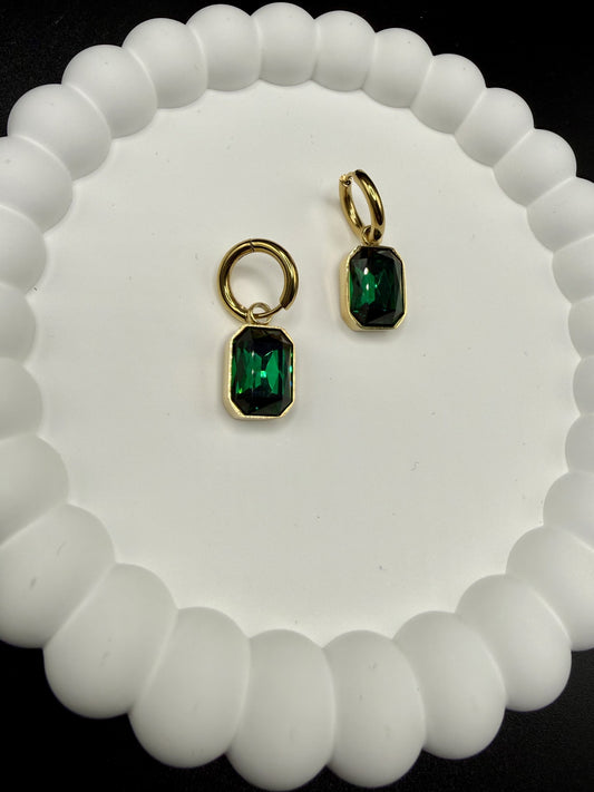 Emerald Celebration Crystal Drop Earrings in Gold - NOSTRUM